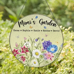 Personalized Grandma's Garden Birth Month Flower Suncatcher – Custom Grandkids Names Window Hanging, Christmas Gift