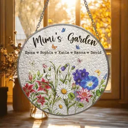 Personalized Grandma's Garden Birth Month Flower Suncatcher – Custom Grandkids Names Window Hanging, Christmas Gift