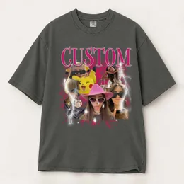 Personalized Bootleg Tee – Custom Photos & Name, Y2K Color Splash Lightning Photo Collage Birthday Gift