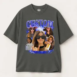 Personalized Bootleg Tee – Custom Photos & Name, Y2K Lightning Photo Collage Birthday Gift