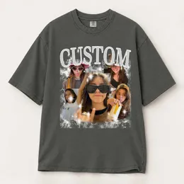 Personalized Bootleg Tee – Custom Photos & Name, Y2K Neon Lightning Photo Collage Birthday Gift
