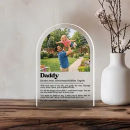 Personalized Daddy Definition Photo Acrylic Plaque – Custom Arch Picture Keepsake for Dad, Papa, Father, Christmas Gift