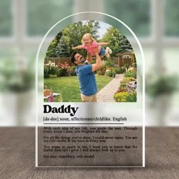 Personalized Daddy Definition Photo Acrylic Plaque – Custom Arch Picture Keepsake for Dad, Papa, Father, Christmas Gift