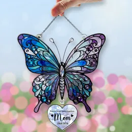 Personalized Butterfly Memorial Ornament – Custom Mom Heart Charm Acrylic Decor with Name, Christmas Sympathy Gift
