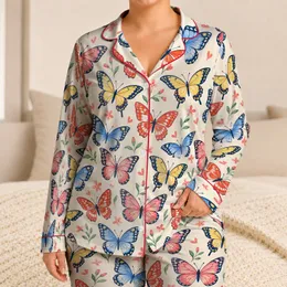 Colorful Butterfly Garden for Whimsical Springtime Lounging and Relaxation Satin Pajamas Set