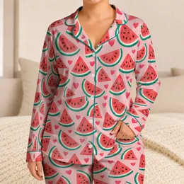 Watermelon Slices and Sweet Summer Fruit for Relaxing at Home, Gift for Her Satin Pajamas Set
