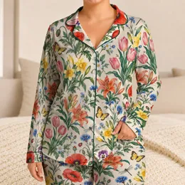 Watercolor Wildflowers And Garden Blooms For Cozy Evenings And Relaxed Mornings Satin Pajamas Set