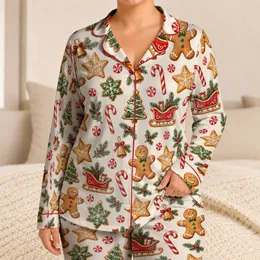 Christmas Gingerbread Cookies and Holiday Treats for Cozy Winter Nights and Gifting Satin Pajamas Set