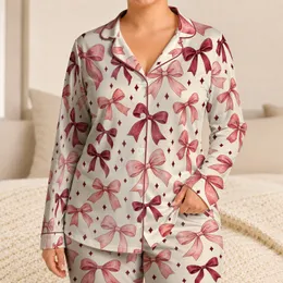 Blush Ribbon Bows For Sweet Nursery Moments And Cozy Everyday Comfort Satin Pajamas Set