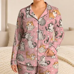 Cute Cat Kittens for Cozy Summer Lounging and Sweet Everyday Comfort for Young Girls Satin Pajamas Set