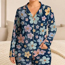 Colorful Daisy Blooms for Cozy Summer Evenings and Relaxed Homewear for Women Satin Pajamas Set