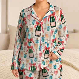 Champagne Bottles and Rosé Flutes for Elegant Bridal Celebrations and Cozy Weekends Satin Pajamas Set