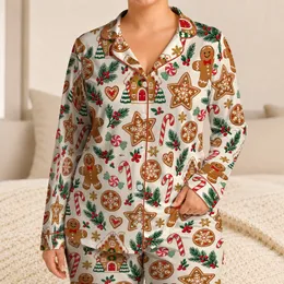 Gingerbread Houses, Cookies And Candy Canes For Cozy Christmas Morning Gifting Satin Pajamas Set