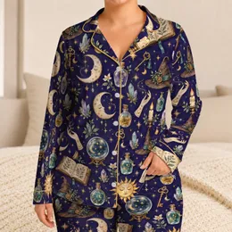 Celestial Moon and Star Magic for Cozy Dreamers and Enchanted Nighttime Rituals at Home Satin Pajamas Set