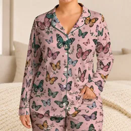 Colorful Butterfly Motifs for Cozy Evenings and Relaxed At-Home Living for Her Satin Pajamas Set