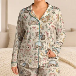 Whimsical Bow-Tied Kittens for Cozy Evenings and Charming Gift Ideas for Cat Lovers Satin Pajamas Set