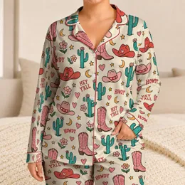 Western Boots, Cowgirl Hats and Cactus for Cozy Ranch Weekends and Country Style Satin Pajamas Set
