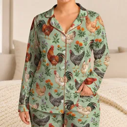 Farmhouse Chickens and Roosters for a Cheerful Easter Springtime Gift Satin Pajamas Set