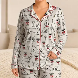 Dachshund Cocktail Companions for Cozy Lounging and Charming Gifts for Dog Lovers Satin Pajamas Set