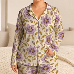 Lavender Vine Blossoms for Relaxed Evenings and Thoughtful Gifts for Women at Home Satin Pajamas Set