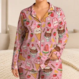 Cute Ice Cream Treats for Sweet Summer Escapes and Cozy Relaxing Evenings Satin Pajamas Set