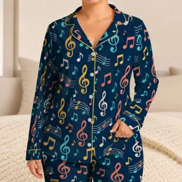 Colorful Musical Notes for Relaxed Music Lover Weekends and Cozy Evenings at Home Satin Pajamas Set