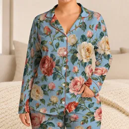 Oil-Painted Rose Blooms for Relaxed Summer Evenings and Romantic Garden Getaways Satin Pajamas Set