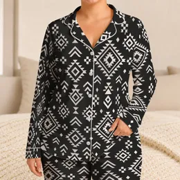 Black And White Geometric Motifs For Relaxed Coastal Getaways And Summer Escapes Satin Pajamas Set
