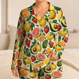 Citrus And Tropical Fruit For Sunny Summer Lounging And Beach Getaways Satin Pajamas Set