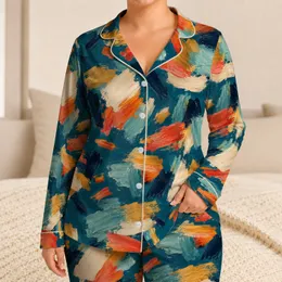 Abstract Teal Brushstrokes for Relaxed Coastal Getaways and Summer Travel Satin Pajamas Set