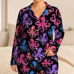 Vibrant Octopus Motifs for Tropical Beach Holidays and Relaxed Summer Vacation Escapes Satin Pajamas Set