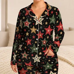 Festive Christmas Stars for Cozy Holiday Evenings and Winter Gift Giving for Him Satin Pajamas Set