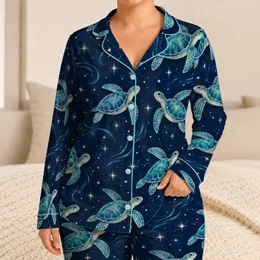 Sea Turtle Cosmic Ocean Scene For Relaxed Coastal Nights And Summer Getaways Satin Pajamas Set