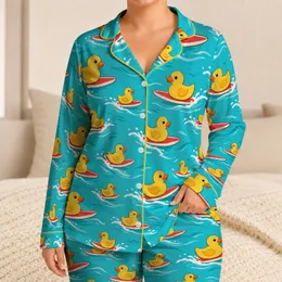 Rubber Duck Surfboards for Cheerful Summer Beach Days and Coastal Getaways Gift Satin Pajamas Set