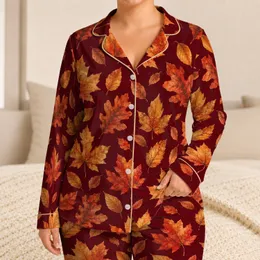 Autumn Maple And Oak Leaves For Cozy Fall Getaways And Relaxed Nature-Inspired Living Satin Pajamas Set