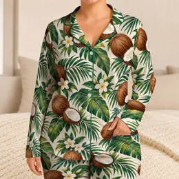 Tropical Coconuts And Palm Leaves For Relaxed Island Holidays And Coastal Getaways Satin Pajamas Set