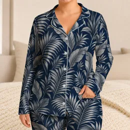 Silver Palm Fronds for Relaxed Tropical Getaways and Coastal Summer Lounging at Home Satin Pajamas Set