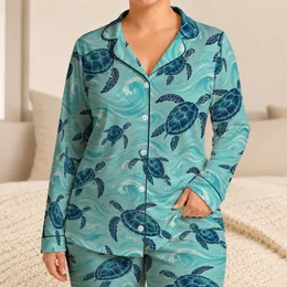 Sea Turtle Ocean Waves for Relaxed Coastal Getaways and Beachside Escapes Satin Pajamas Set