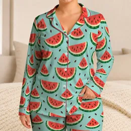 Watermelon Slices for Sunny Summer Lounging and Relaxed Weekend Getaways at Home Satin Pajamas Set
