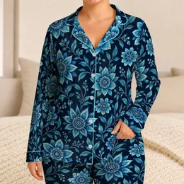 Midnight Blue Mandala Blooms for Relaxed Evenings and Thoughtful Gifts for Him Satin Pajamas Set