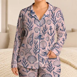 Coastal Shells and Sea Life for Relaxed Summer Getaways and Beachside Vacation Escapes Satin Pajamas Set