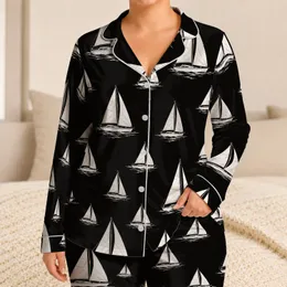 White Sailboats for Coastal Lounging and Summer Beach Getaways for Men Satin Pajamas Set