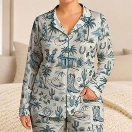 Western Coastal Icons for Relaxed Beach Vacation Days and Sunny Weekend Holiday Escapes Satin Pajamas Set
