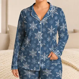 Blue Snowflake Motifs for Cozy Winter Evenings, Lounging, and Holiday Mornings Satin Pajamas Set