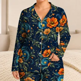 Celestial Vortex and Wildflower Garden for Cozy Nighttime Lounging Gifts for Men Satin Pajamas Set