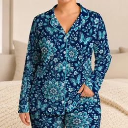 Turquoise Mandala Butterflies for Relaxed Nights and Cozy Everyday Lounging Gift Satin Pajamas Set
