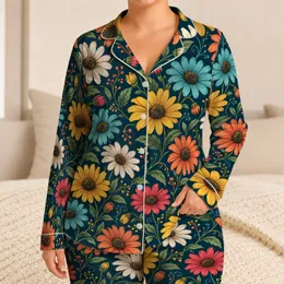 Colorful Sunflower Blooms for Cozy Evenings and Relaxed Weekends Satin Pajamas Set