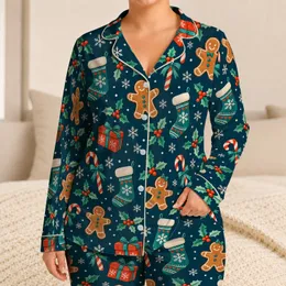 Gingerbread Men And Candy Canes For Cozy Christmas Mornings And Holiday Celebrations Satin Pajamas Set