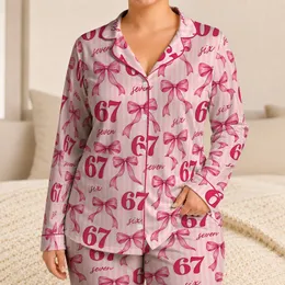 Raspberry 67 Bows And Blush Stripes For Cozy Evenings And Sweet Gift Giving Satin Pajamas Set