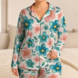 Hand-Painted Garden Flowers for Cheerful Springtime Comfort and Play Satin Pajamas Set